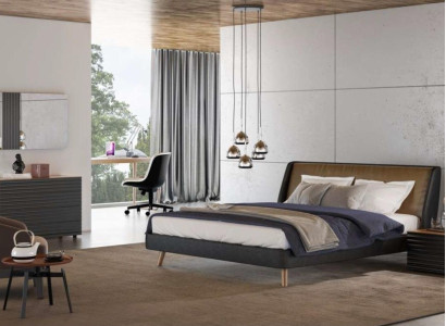 Bedroom set Bed frame Bedside tables Chest of drawers Mirror wooden furniture